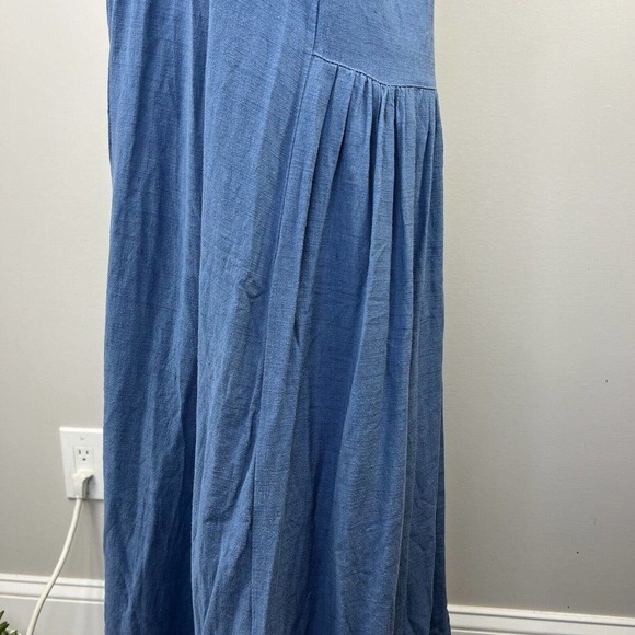 Sellse Blue Linen Oversized Maxi Dress Size S  M Lagenlook Pleated - Picture 10 of 14